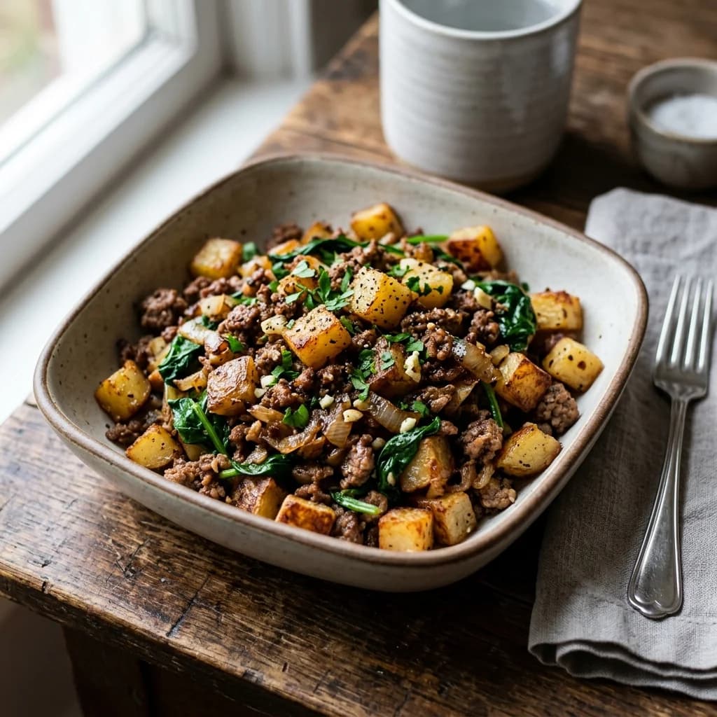 Beef, Potato, and Spinach Hash
