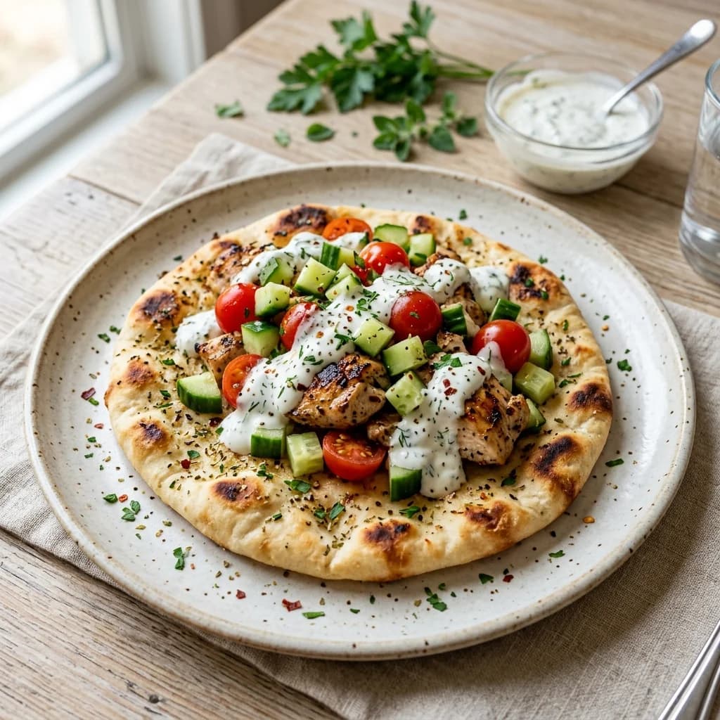 Greek Yogurt Chicken Cucumber Flatbread