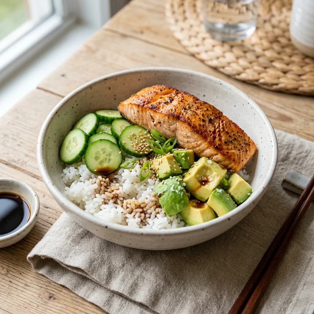 Salmon Avocado Rice Bowl
