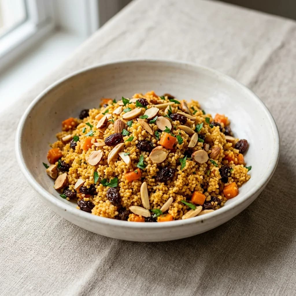 Spiced Couscous Pilaf with Raisin and Almond